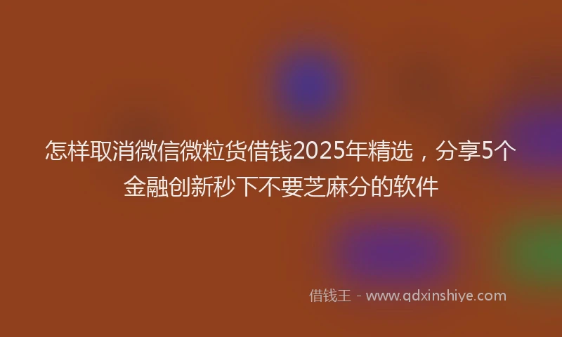 怎样取消微信微粒货借钱2025年精选，分享5个金融创新秒下不要芝麻分的软件