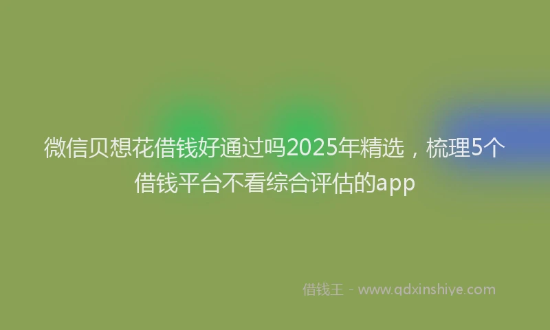 微信贝想花借钱好通过吗2025年精选，梳理5个借钱平台不看综合评估的app