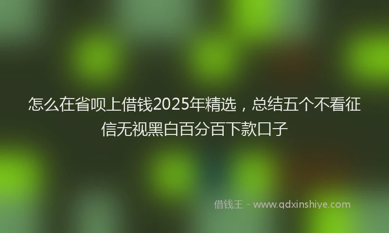 怎么在省呗上借钱2025年精选，总结五个不看征信无视黑白百分百下款口子