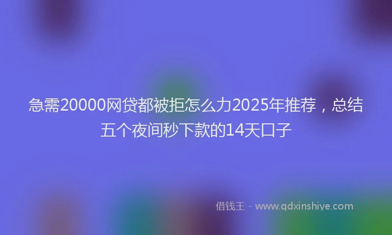 急需20000网贷都被拒怎么力2025年推荐，总结五个夜间秒下款的14天口子