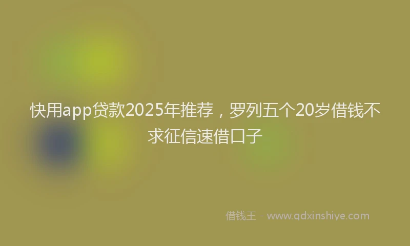快用app贷款2025年推荐，罗列五个20岁借钱不求征信速借口子