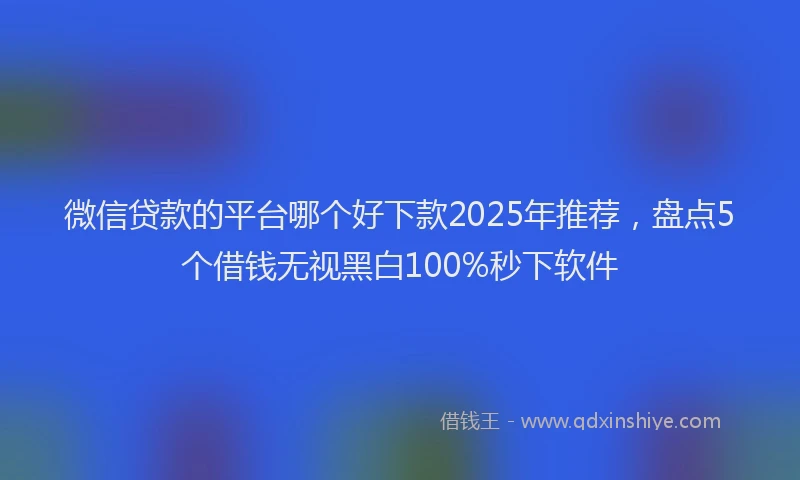 微信贷款的平台哪个好下款2025年推荐，盘点5个借钱无视黑白100%秒下软件