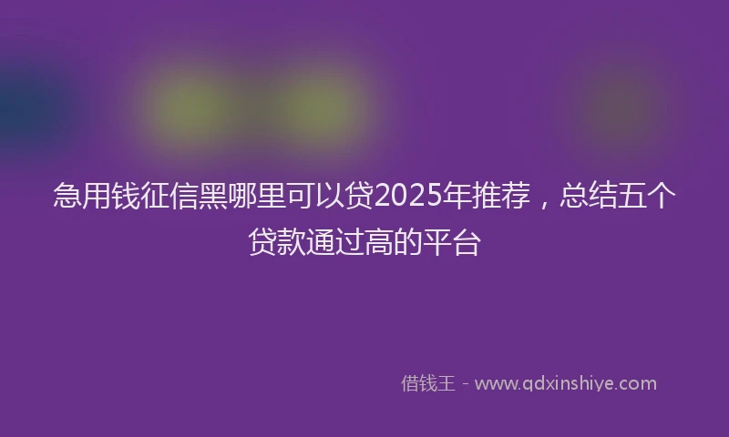 急用钱征信黑哪里可以贷2025年推荐，总结五个贷款通过高的平台