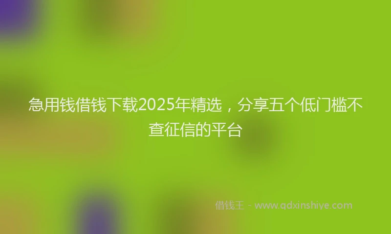 急用钱借钱下载2025年精选，分享五个低门槛不查征信的平台