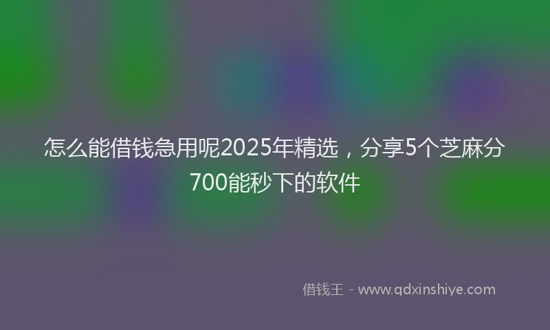 怎么能借钱急用呢2025年精选，分享5个芝麻分700能秒下的软件
