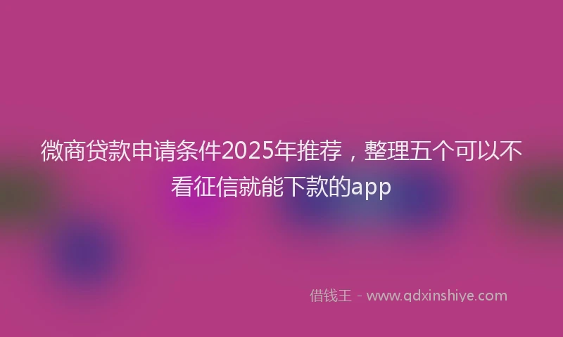 微商贷款申请条件2025年推荐，整理五个可以不看征信就能下款的app