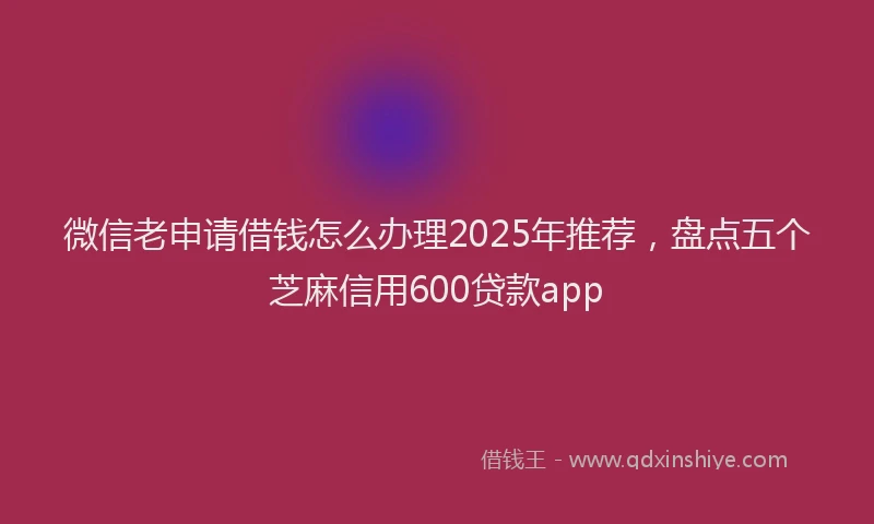 微信老申请借钱怎么办理2025年推荐，盘点五个芝麻信用600贷款app