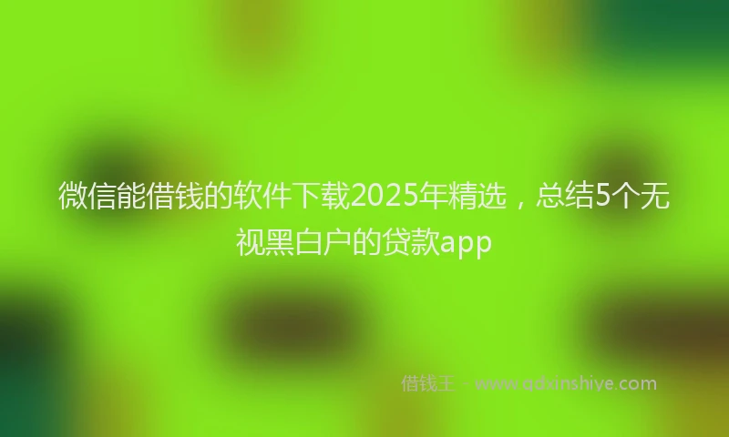 微信能借钱的软件下载2025年精选，总结5个无视黑白户的贷款app