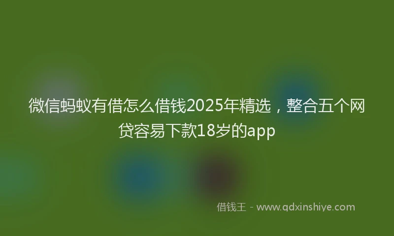 微信蚂蚁有借怎么借钱2025年精选，整合五个网贷容易下款18岁的app