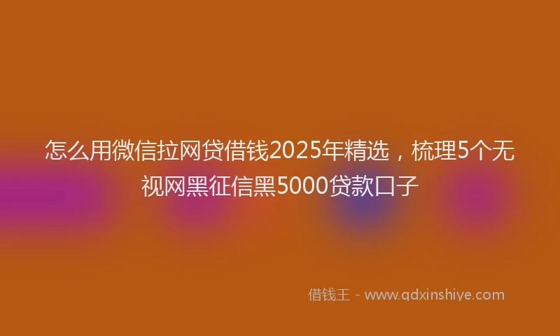 怎么用微信拉网贷借钱2025年精选，梳理5个无视网黑征信黑5000贷款口子