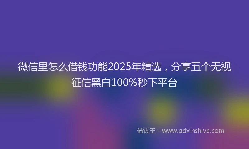 微信里怎么借钱功能2025年精选，分享五个无视征信黑白100%秒下平台