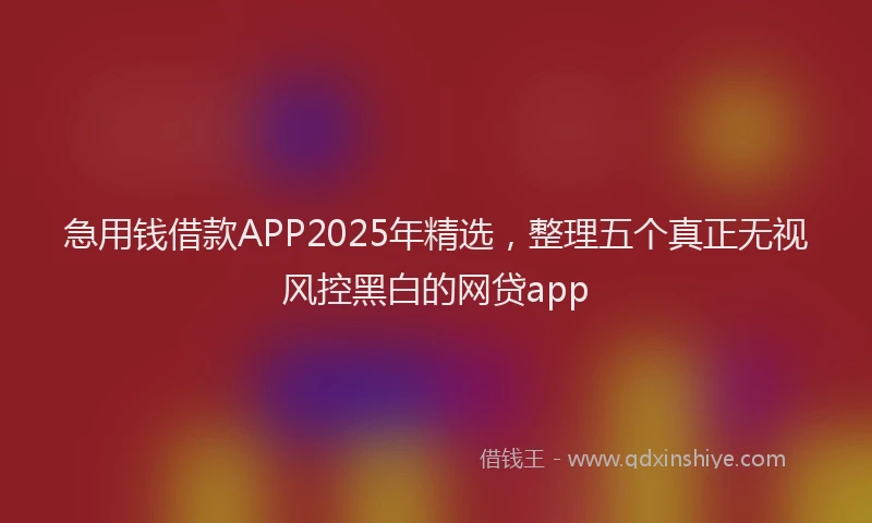 急用钱借款APP2025年精选，整理五个真正无视风控黑白的网贷app