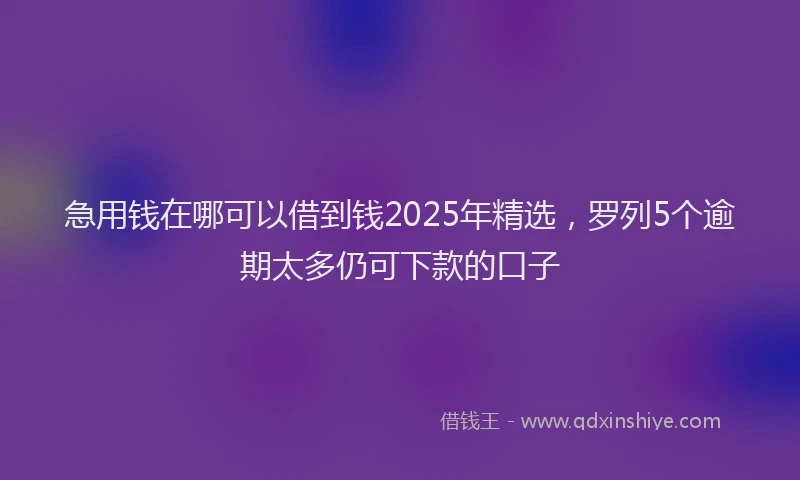 急用钱在哪可以借到钱2025年精选，罗列5个逾期太多仍可下款的口子