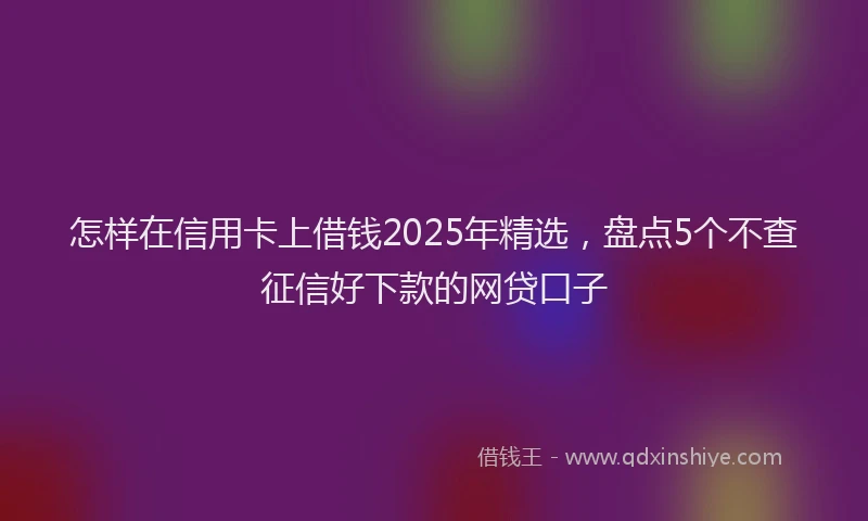 怎样在信用卡上借钱2025年精选，盘点5个不查征信好下款的网贷口子