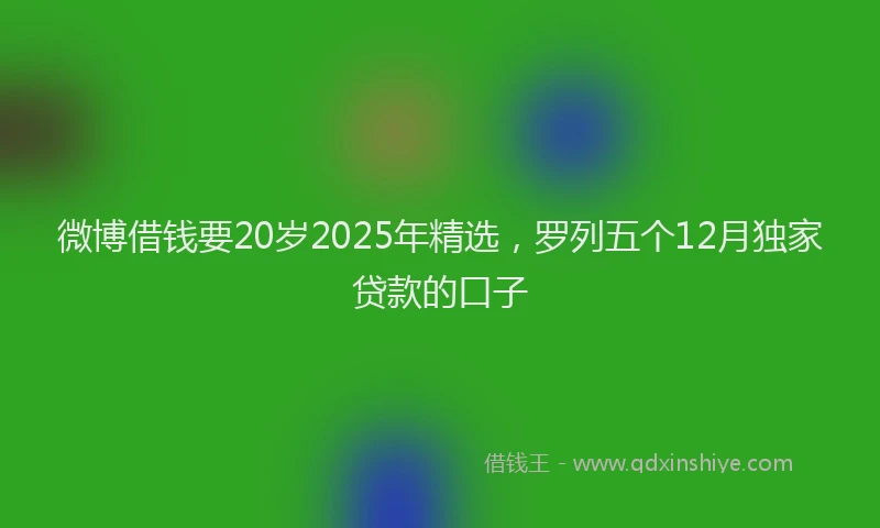 微博借钱要20岁2025年精选，罗列五个12月独家贷款的口子