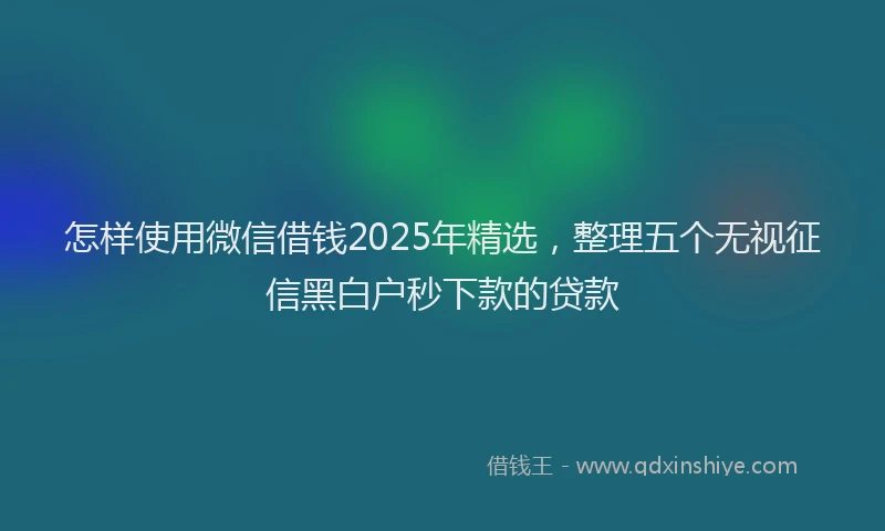 怎样使用微信借钱2025年精选，整理五个无视征信黑白户秒下款的贷款