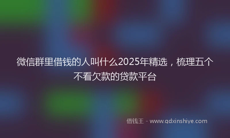 微信群里借钱的人叫什么2025年精选，梳理五个不看欠款的贷款平台