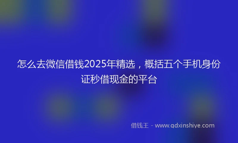 怎么去微信借钱2025年精选，概括五个手机身份证秒借现金的平台