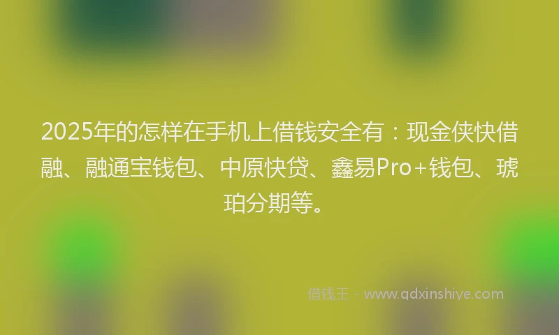 2025年的怎样在手机上借钱安全有：现金侠快借融、融通宝钱包、中原快贷、鑫易Pro+钱包、琥珀分期等。