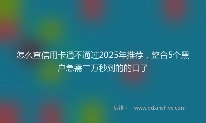 怎么查信用卡通不通过2025年推荐，整合5个黑户急需三万秒到的的口子