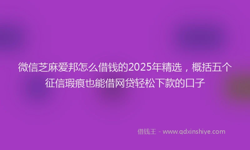 微信芝麻爱邦怎么借钱的2025年精选，概括五个征信瑕疵也能借网贷轻松下款的口子