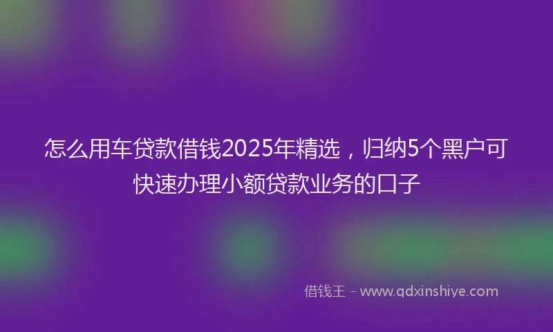 怎么用车贷款借钱2025年精选，归纳5个黑户可快速办理小额贷款业务的口子