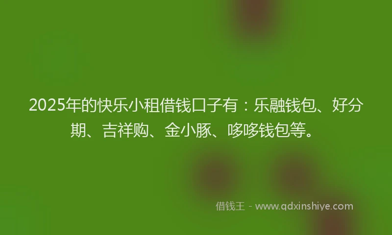 2025年的快乐小租借钱口子有：乐融钱包、好分期、吉祥购、金小豚、哆哆钱包等。