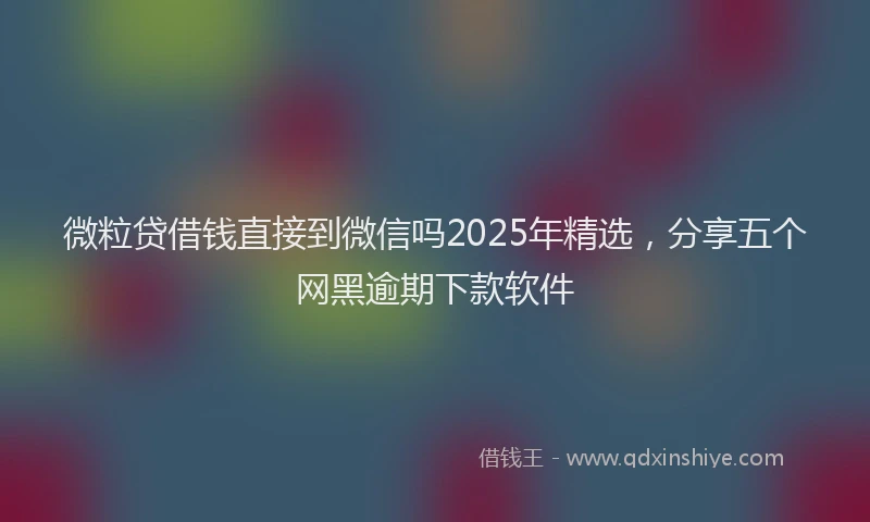 微粒贷借钱直接到微信吗2025年精选，分享五个网黑逾期下款软件