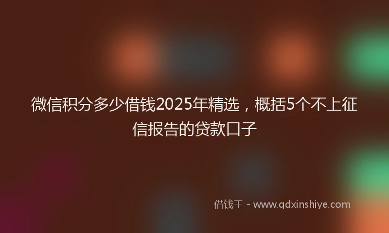 微信积分多少借钱2025年精选，概括5个不上征信报告的贷款口子
