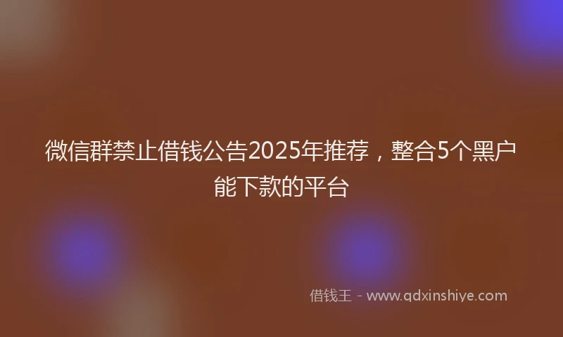 微信群禁止借钱公告2025年推荐，整合5个黑户能下款的平台