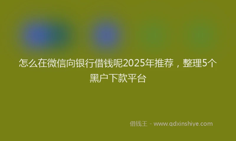 怎么在微信向银行借钱呢2025年推荐，整理5个黑户下款平台