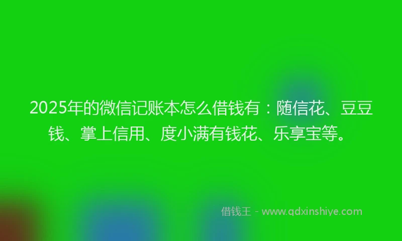 2025年的微信记账本怎么借钱有：随信花、豆豆钱、掌上信用、度小满有钱花、乐享宝等。