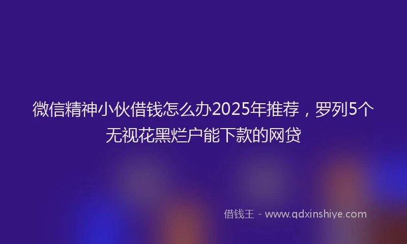 微信精神小伙借钱怎么办2025年推荐，罗列5个无视花黑烂户能下款的网贷