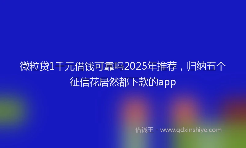 微粒贷1千元借钱可靠吗2025年推荐，归纳五个征信花居然都下款的app