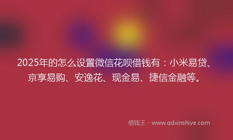 2025年的怎么设置微信花呗借钱有：小米易贷、京享易购、安逸花、现金易、捷信金融等。