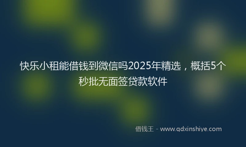 快乐小租能借钱到微信吗2025年精选，概括5个秒批无面签贷款软件