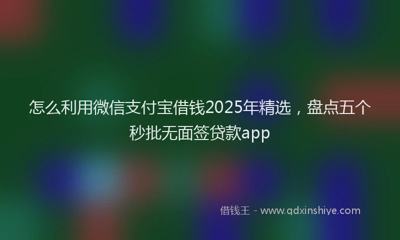 怎么利用微信支付宝借钱2025年精选，盘点五个秒批无面签贷款app