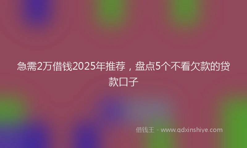 急需2万借钱2025年推荐，盘点5个不看欠款的贷款口子