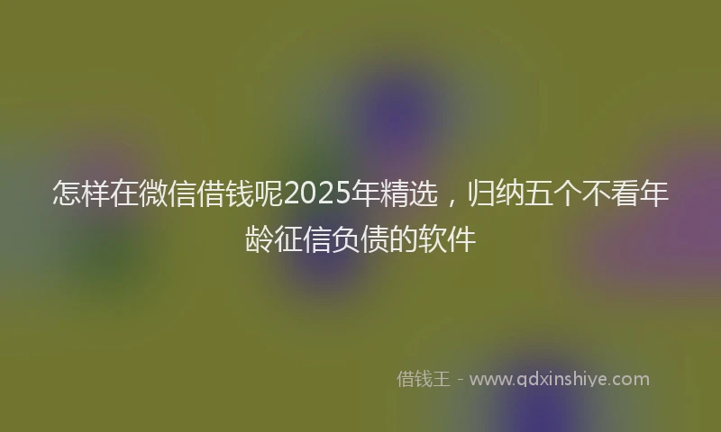 怎样在微信借钱呢2025年精选，归纳五个不看年龄征信负债的软件