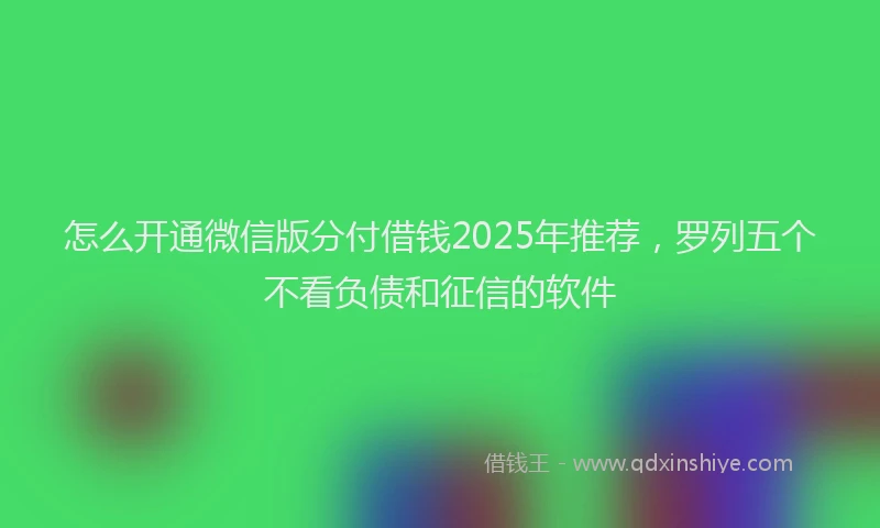 怎么开通微信版分付借钱2025年推荐，罗列五个不看负债和征信的软件
