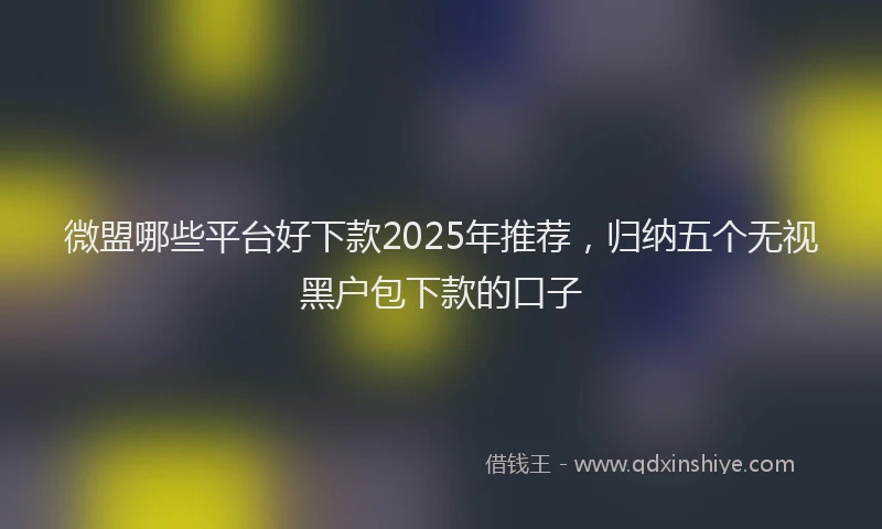 微盟哪些平台好下款2025年推荐，归纳五个无视黑户包下款的口子