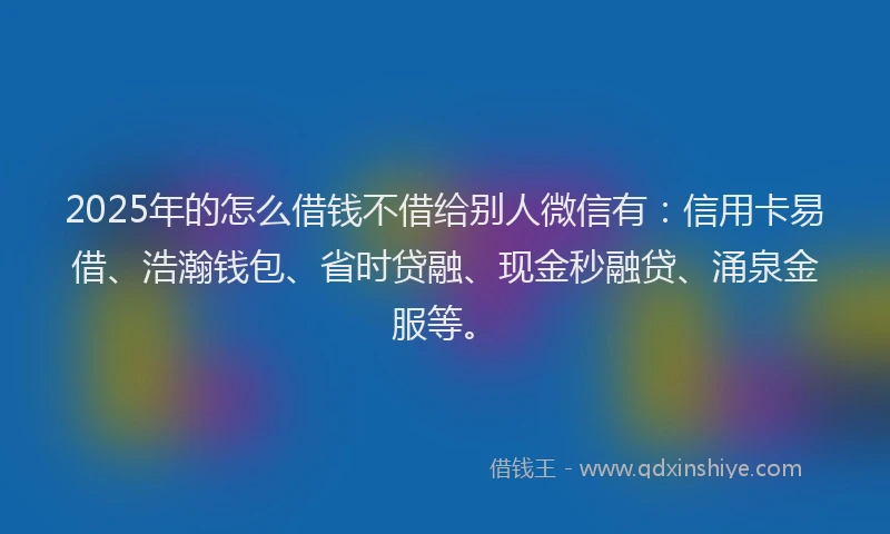 2025年的怎么借钱不借给别人微信有：信用卡易借、浩瀚钱包、省时贷融、现金秒融贷、涌泉金服等。