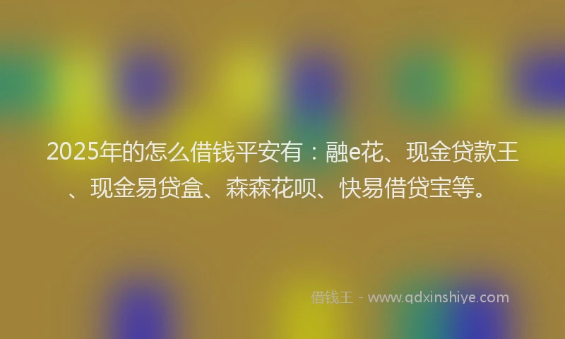 2025年的怎么借钱平安有：融e花、现金贷款王、现金易贷盒、森森花呗、快易借贷宝等。