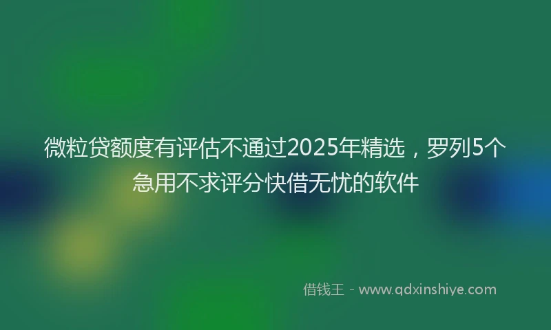 微粒贷额度有评估不通过2025年精选，罗列5个急用不求评分快借无忧的软件