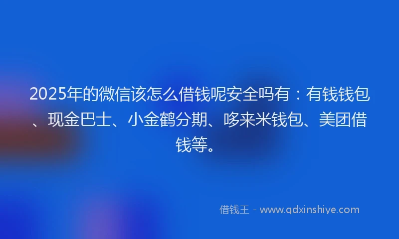2025年的微信该怎么借钱呢安全吗有：有钱钱包、现金巴士、小金鹤分期、哆来米钱包、美团借钱等。