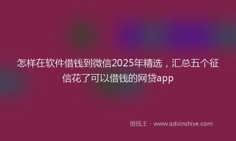 怎样在软件借钱到微信2025年精选，汇总五个征信花了可以借钱的网贷app