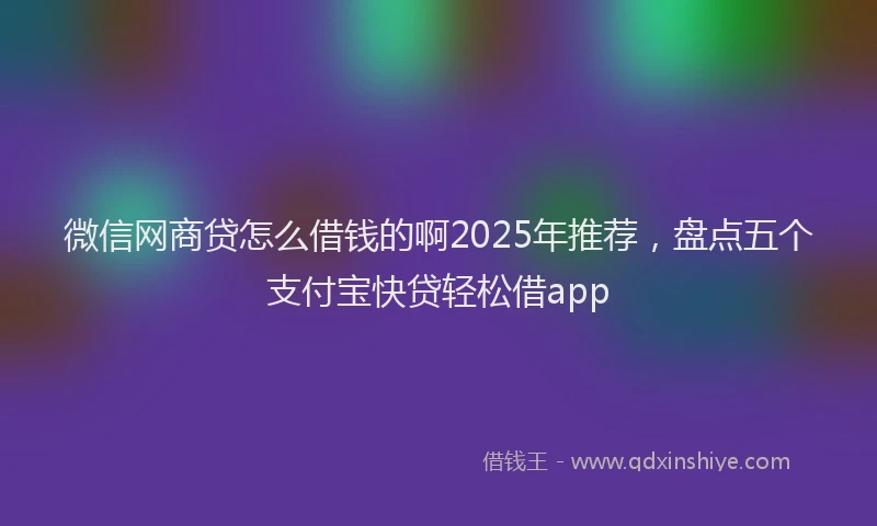 微信网商贷怎么借钱的啊2025年推荐，盘点五个支付宝快贷轻松借app