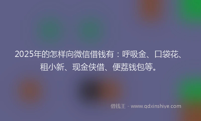 2025年的怎样向微信借钱有：呼吸金、口袋花、租小新、现金侠借、便荔钱包等。