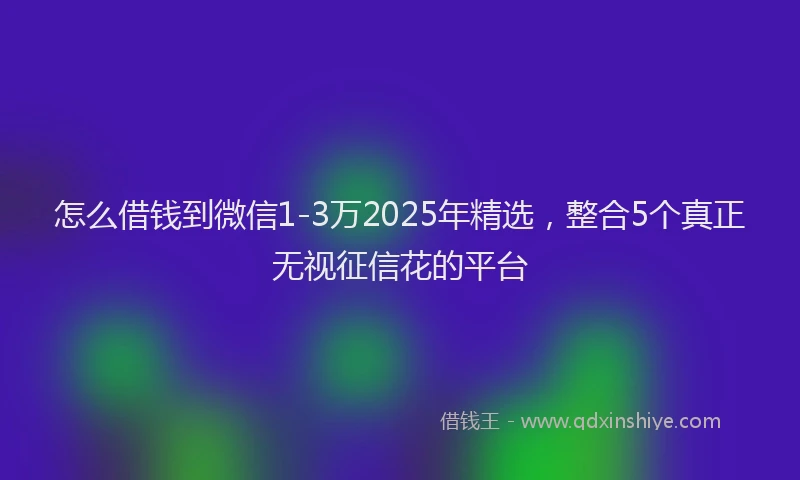 怎么借钱到微信1-3万2025年精选，整合5个真正无视征信花的平台