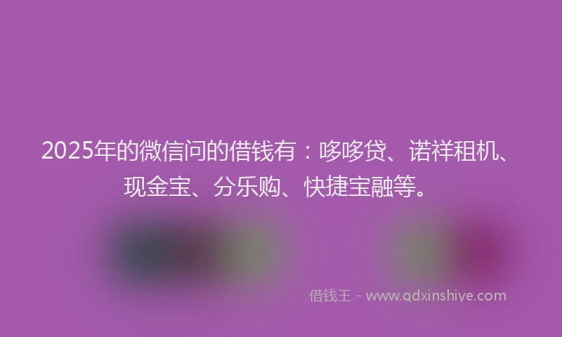 2025年的微信问的借钱有：哆哆贷、诺祥租机、现金宝、分乐购、快捷宝融等。